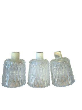 Vintage Clear Glass Peg Voltive Candle holders diamond cut design